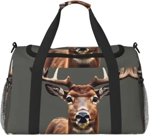 Beauty Deer Print Travel Duffle Bag Large Capacity Tote Stylish Weekender Bag for Outdoor Activities