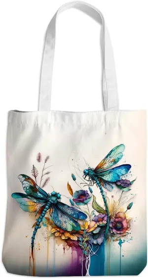 Bee Dragonfly Sunflower Gifts Canvas Tote Bag for Women Girl Christmas Birthday Cute Beach Reusable Grocery Bags