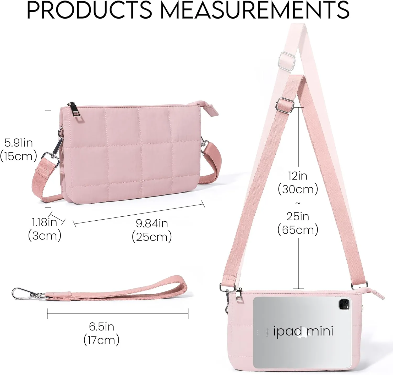 befen Puffer Crossbody Wristlet for Women, RFID Wristlet Wallet Purse with 2 Strap, Lightweight Shoulder Bag for Travel