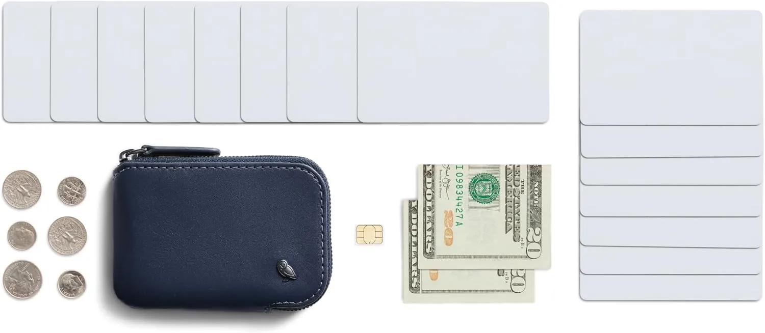 Bellroy Card Pocket (Small Leather Zipper Card Holder Wallet, Holds 4-15 Cards, Coin Pouch, Folded Note Storage)