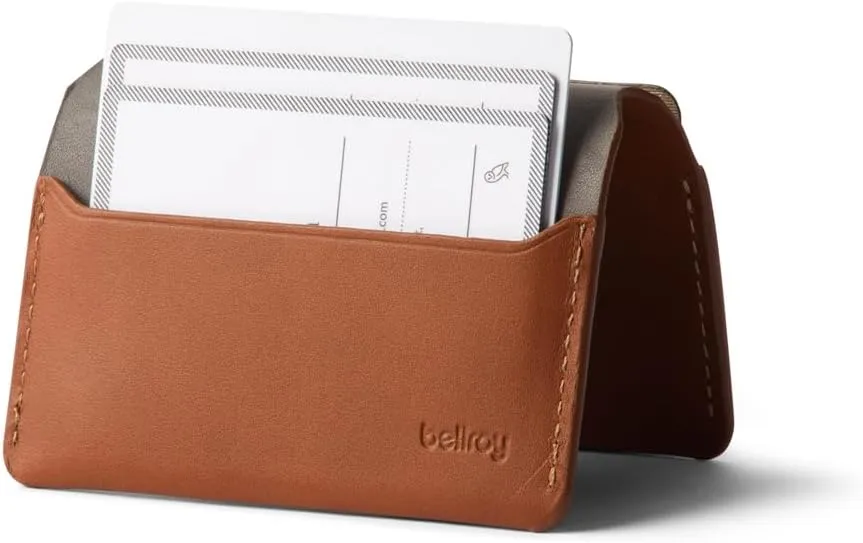 Bellroy Under Cover (slimline leather card wallet/holder with card storage, quick access slot, plus space for folded bills) - Caramel