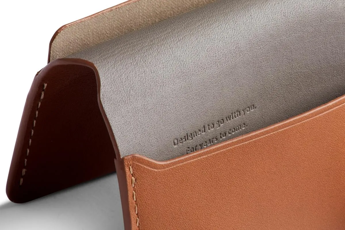Bellroy Under Cover (slimline leather card wallet/holder with card storage, quick access slot, plus space for folded bills) - Caramel