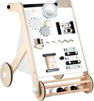 Beright Wooden Baby Walker with Roller, Push and Pull Learning Activity Walker, Multi-Functional Kids’ Activity Toy, Multiple Activities Center, Develops Motor Skills & Stimulates Creativity, Natural