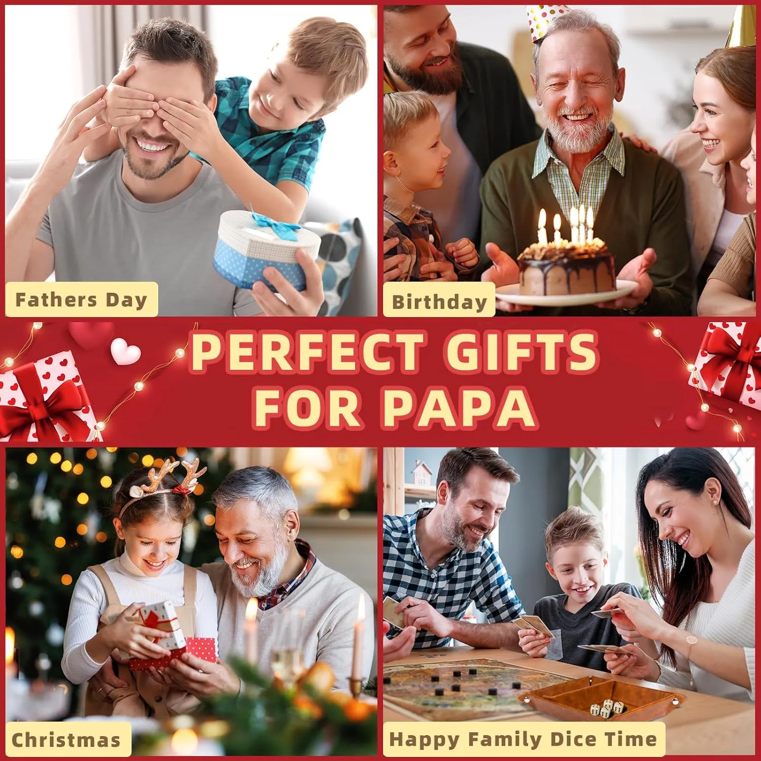 Best Papa Ever PU Leather Tray and Keychain, Unique Papa Grandpa Gifts for Christmas Xmas from Granddaughter Grandson, Birthday Gifts for Dad from Daughter Son Stocking Stuffer