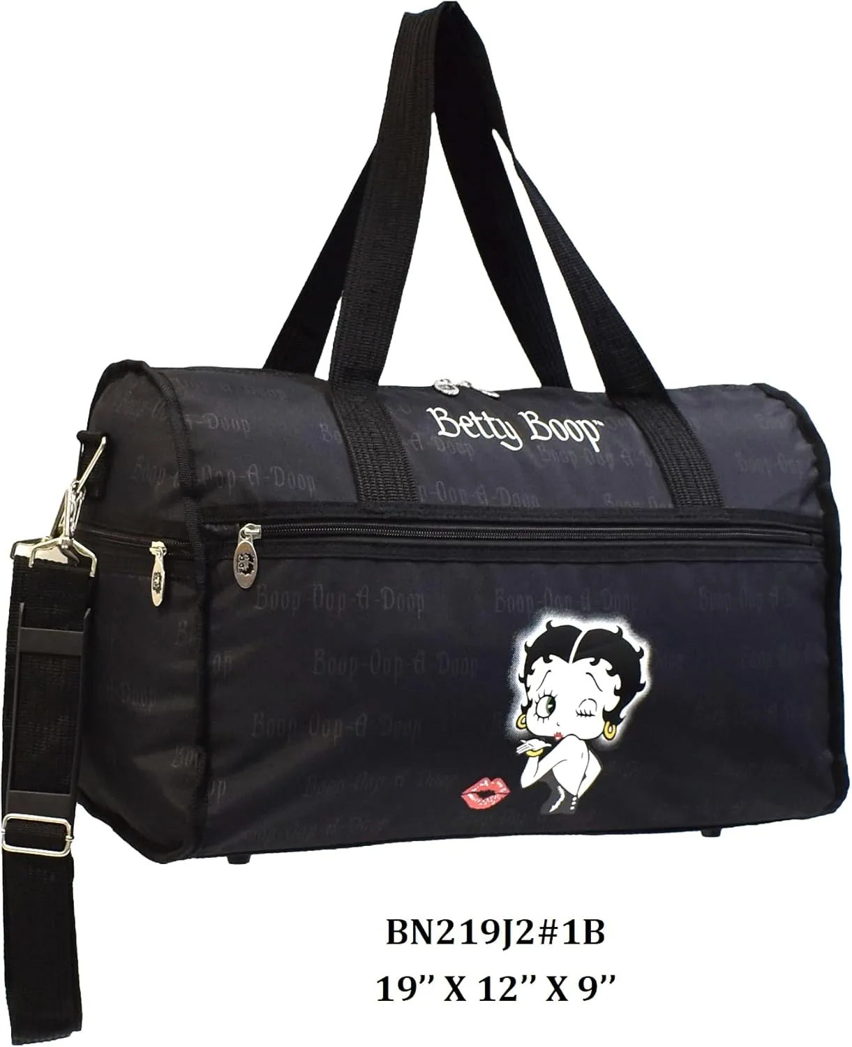 Betty Boop canvas Duffel 19" travel Bag Shoulder overnight handbag FACE black