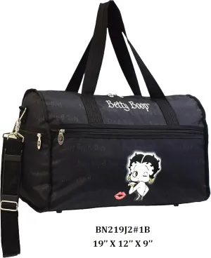 Betty Boop canvas Duffel 19" travel Bag Shoulder overnight handbag FACE black