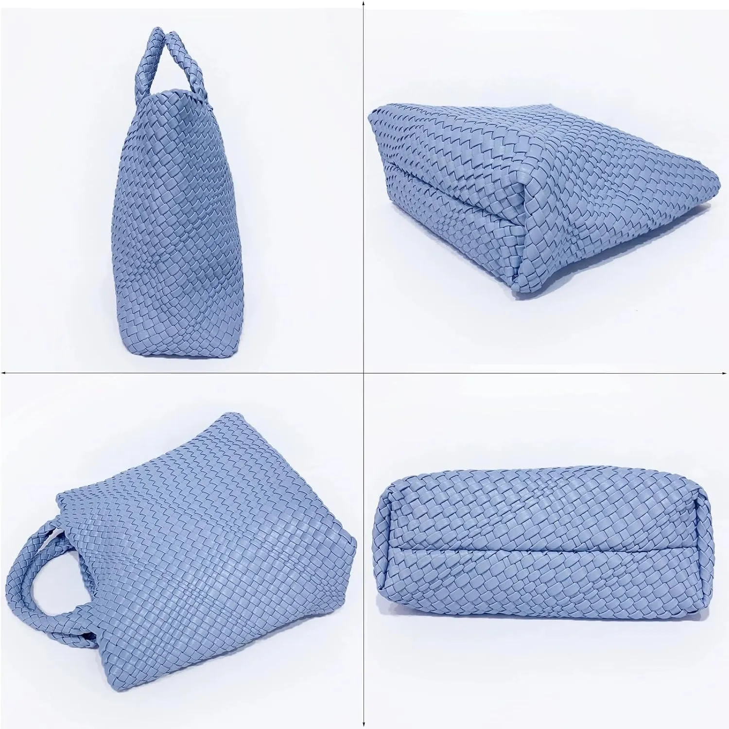 BEVIVID Woven Bag for Women,Vegan Leather Tote Bag with Purse,Beach Travel Handbag,Daily Tote Bag