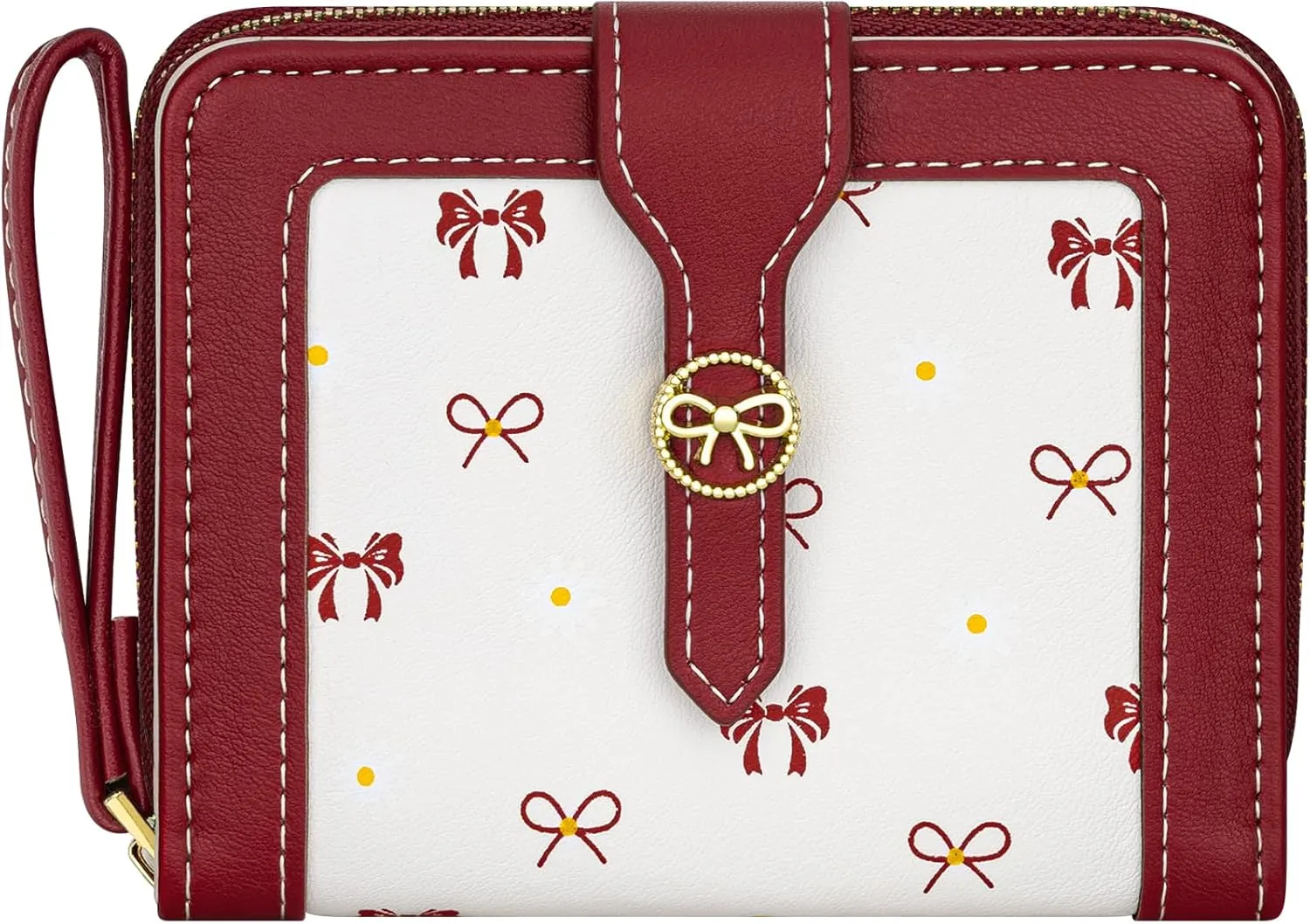 BIAOTIE Bow Women's Wallet Cute Bifold Zipper Around Wallet for Women RFID Credit Card Holder Purse for Ladies Aesthetic Leather Card Holder Purse