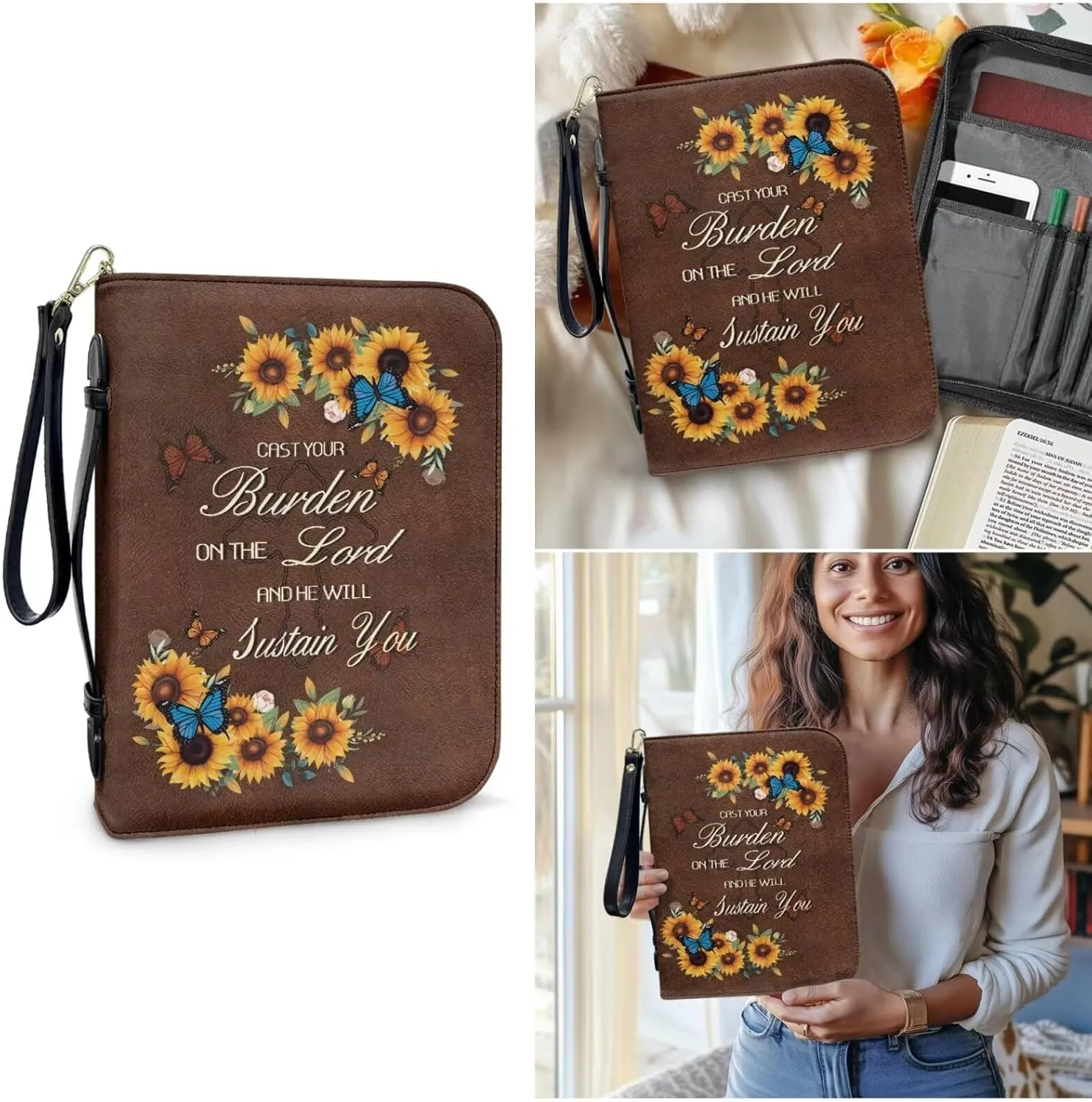 Bible Cover Case for Women Bible Bag With Bookmarks for Men Church Book Handbag for Girls Boys Study
