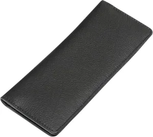 Bifold Long Tall Wallet for Men, RFID Handmade with 22 Card Slots, 4 Bill Compartments & 1 Zippered Pocket, Leather Men’s Wallet, Minimalist Plaid Black OIl, 3.5” W x 8” H x 0.25
