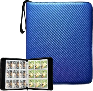 Binder With Sleeves - 9 Pockets, Up to 900 Cards, Compatible With TCG Trading Cards, MTG, Portable Waterproof Storage Bag for Game Collection (Blue)