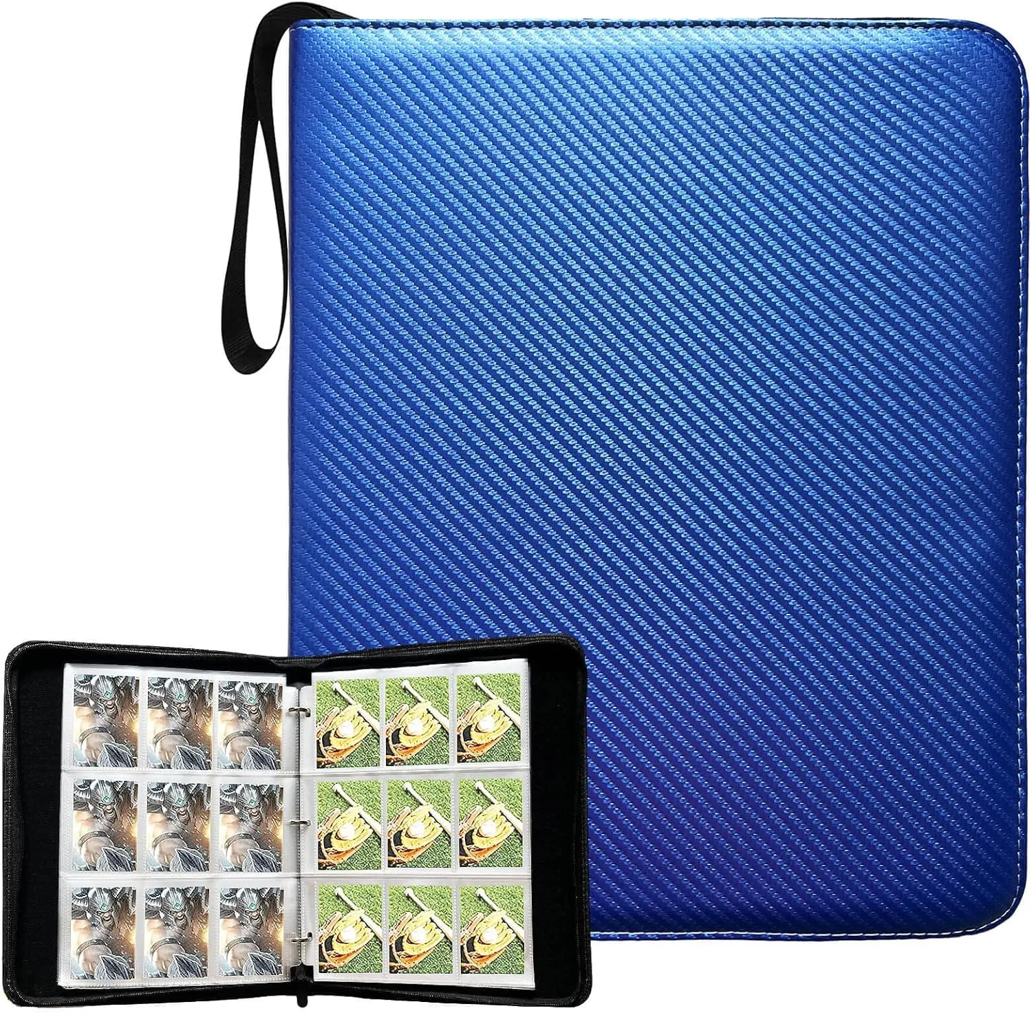 Binder With Sleeves - 9 Pockets, Up to 900 Cards, Compatible With TCG Trading Cards, MTG, Portable Waterproof Storage Bag for Game Collection (Blue)