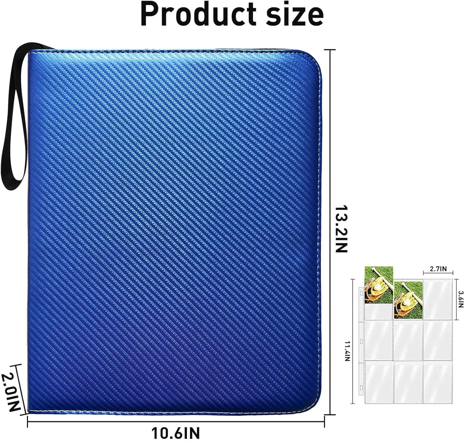 Binder With Sleeves - 9 Pockets, Up to 900 Cards, Compatible With TCG Trading Cards, MTG, Portable Waterproof Storage Bag for Game Collection (Blue)