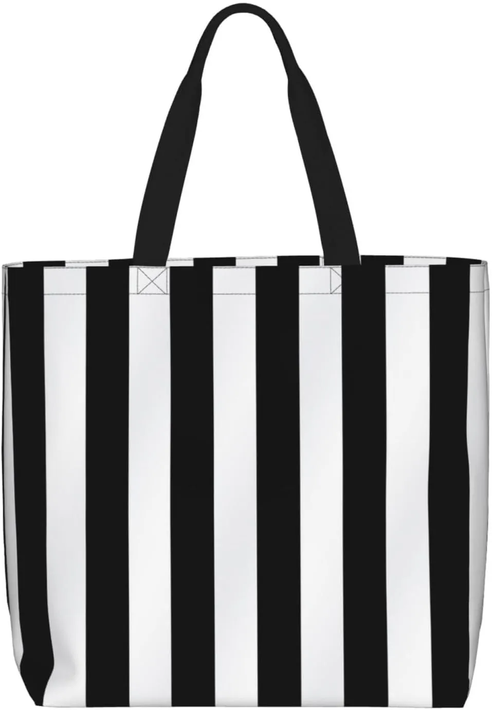 Black & White Stripe Tote Bag for Women Hobo Handbags with Zipper Large Shoulder Bag Shopping Bags Travel Purse