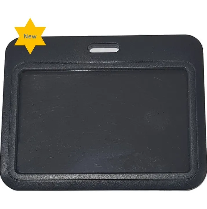 Black ID Card Holder Single Sided Landscape Heavy Duty Clear Plastic Front CH-IDCW593H -Pkt 100