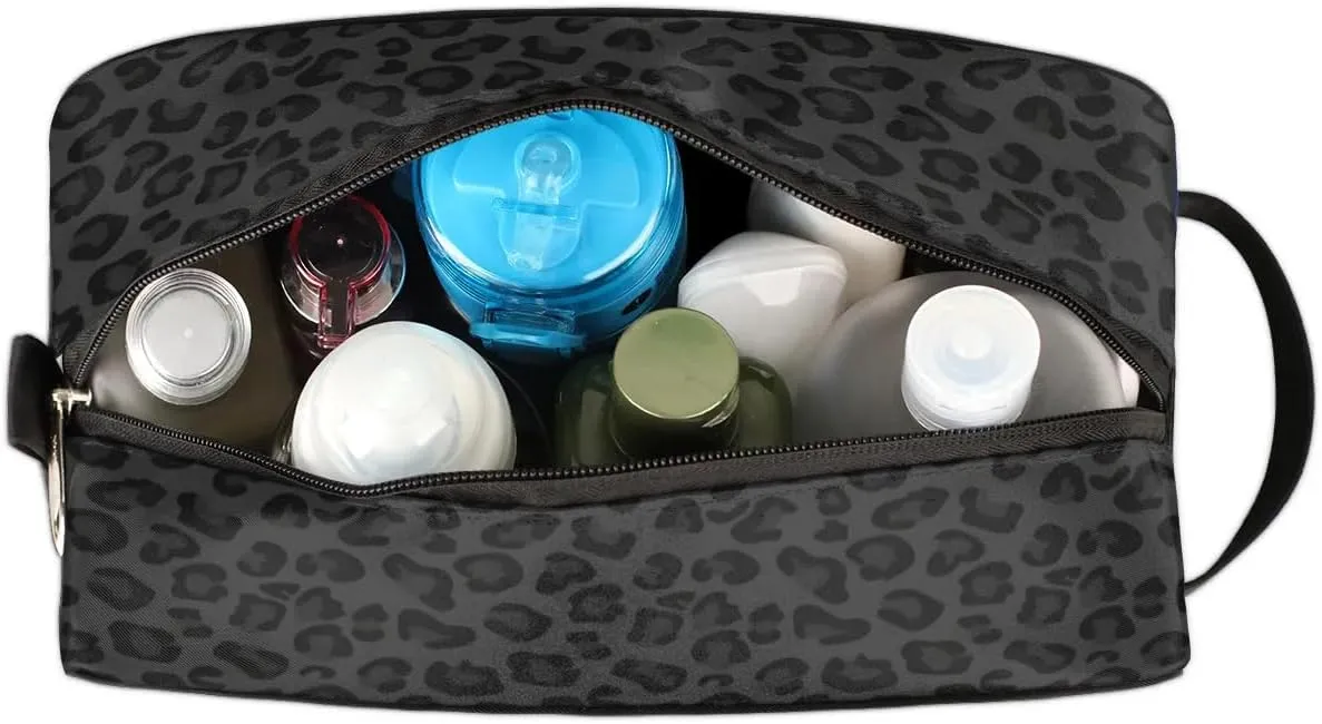 Black Leopard Hanging Toiletry Bag,Travel Hygiene Kits for Boys Mens,Waterproof Makeup Carry-on Bags,Cosmetic Bag,TSA Approved Shave Dopp Kit for Toiletries Shower Bathroom Accessories Gifts