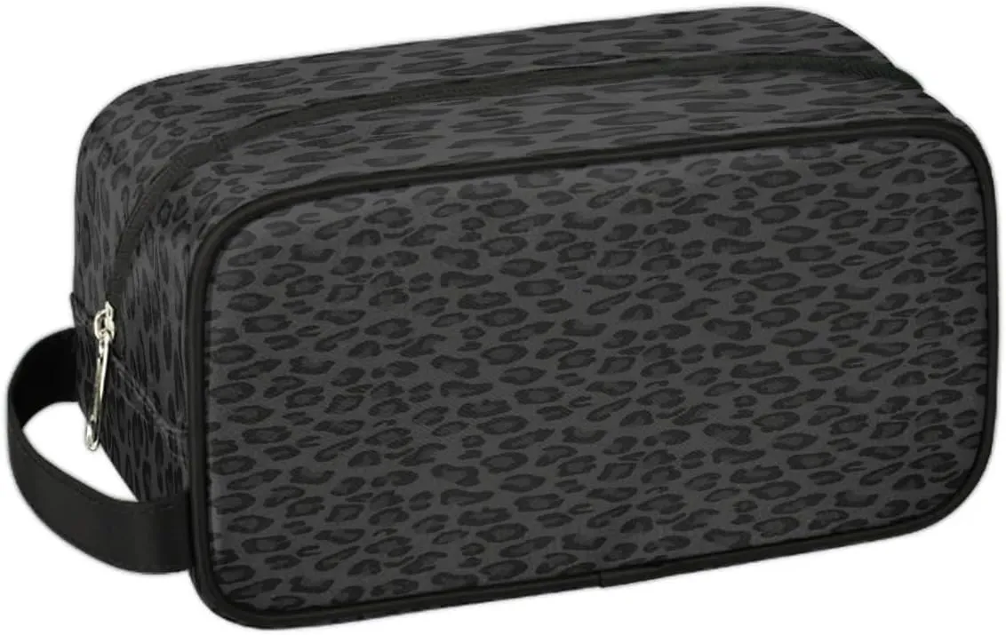 Black Leopard Hanging Toiletry Bag,Travel Hygiene Kits for Boys Mens,Waterproof Makeup Carry-on Bags,Cosmetic Bag,TSA Approved Shave Dopp Kit for Toiletries Shower Bathroom Accessories Gifts