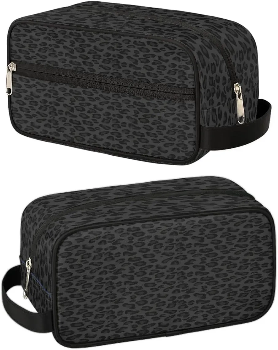Black Leopard Hanging Toiletry Bag,Travel Hygiene Kits for Boys Mens,Waterproof Makeup Carry-on Bags,Cosmetic Bag,TSA Approved Shave Dopp Kit for Toiletries Shower Bathroom Accessories Gifts