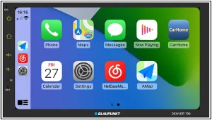 BLAUPUNKT Denver 799WL Double Din Car Stereo Compatible with Apple Carplay and Android Auto - 7" Touchscreen Multimedia Receiver Bluetooth, USB Port, SD Card Slot, Aux Input, AM/FM Tuner