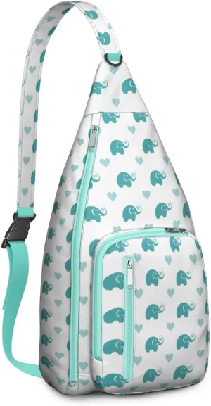 Blue Elephant Baby Crossbody Bag Daypack for Women Men Lightweight Waterproof Sling Bag Backpack Hiking Cycling