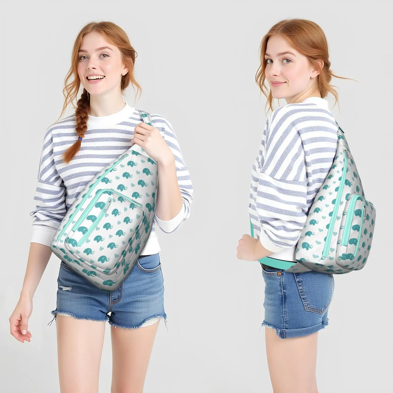 Blue Elephant Baby Crossbody Bag Daypack for Women Men Lightweight Waterproof Sling Bag Backpack Hiking Cycling