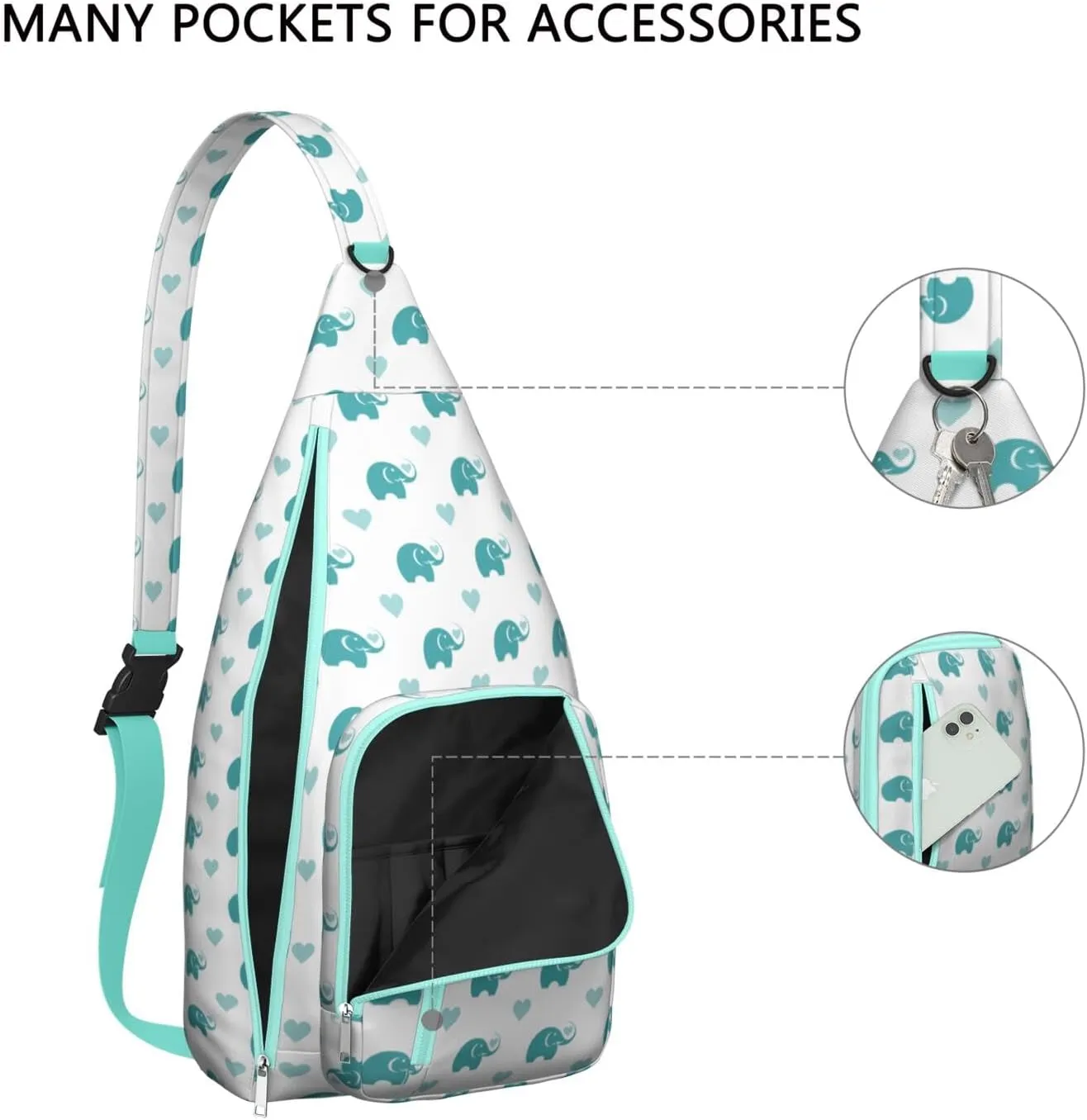 Blue Elephant Baby Crossbody Bag Daypack for Women Men Lightweight Waterproof Sling Bag Backpack Hiking Cycling