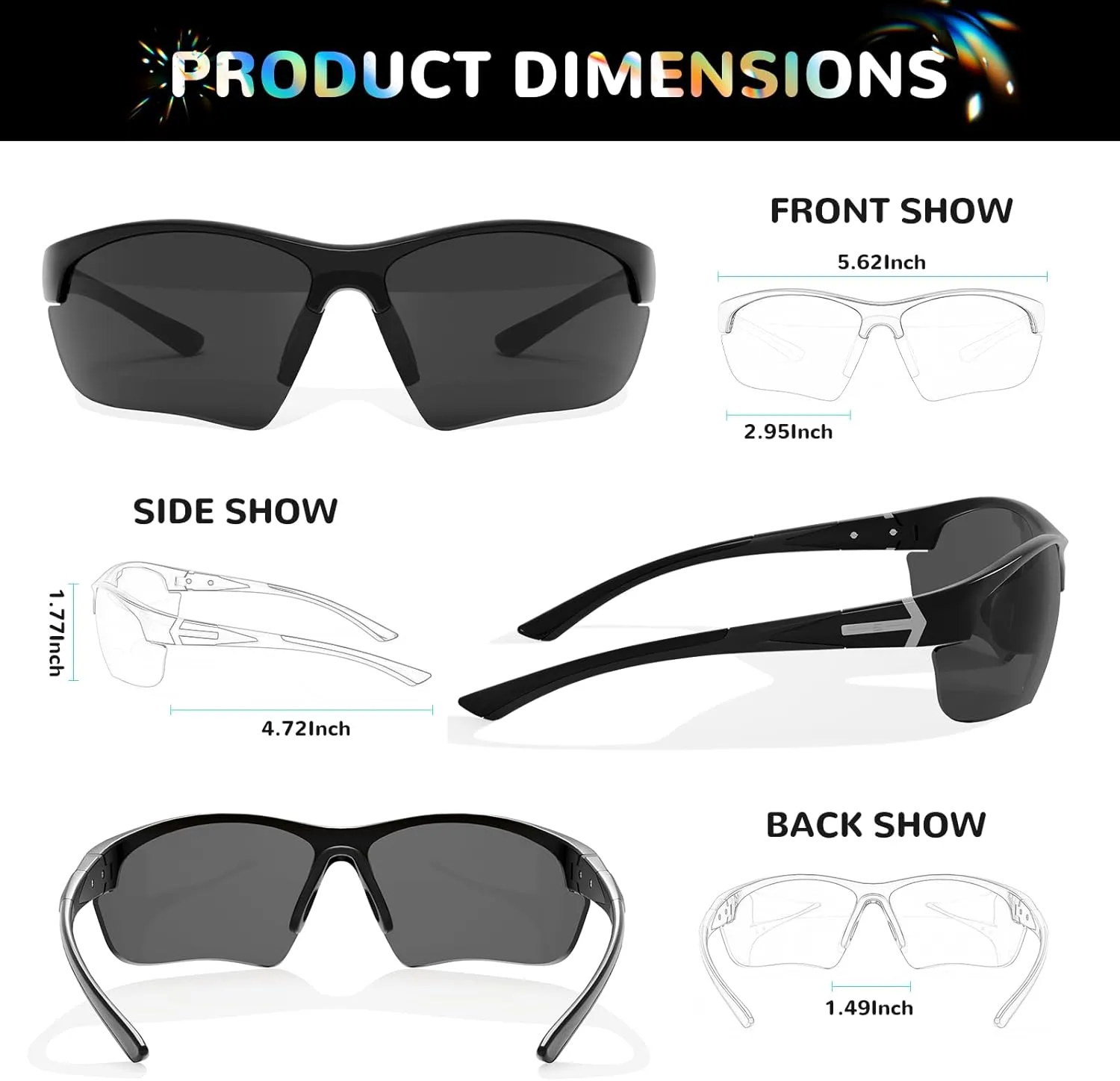 B.N.U.S Sports Sunglasses for men polarized Ultimate UV Protection for Cycling, Running, Baseball, Rowing Outdoor
