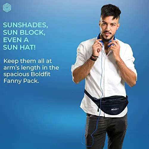 Boldfit Waist Bag for Men Fanny Pack for Women Fanny Pack for Men Waist Bag for Women Chest Bag for Women Waist Pouch for Men Waist Bag for Boys Waist Bags for Girls Fanny Bag - Black
