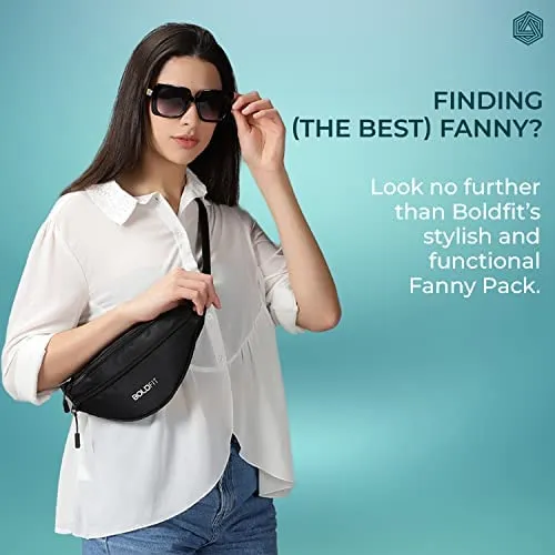 Boldfit Waist Bag for Men Fanny Pack for Women Fanny Pack for Men Waist Bag for Women Chest Bag for Women Waist Pouch for Men Waist Bag for Boys Waist Bags for Girls Fanny Bag - Black