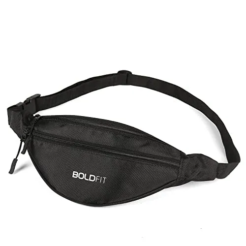 Boldfit Waist Bag for Men Fanny Pack for Women Fanny Pack for Men Waist Bag for Women Chest Bag for Women Waist Pouch for Men Waist Bag for Boys Waist Bags for Girls Fanny Bag - Black
