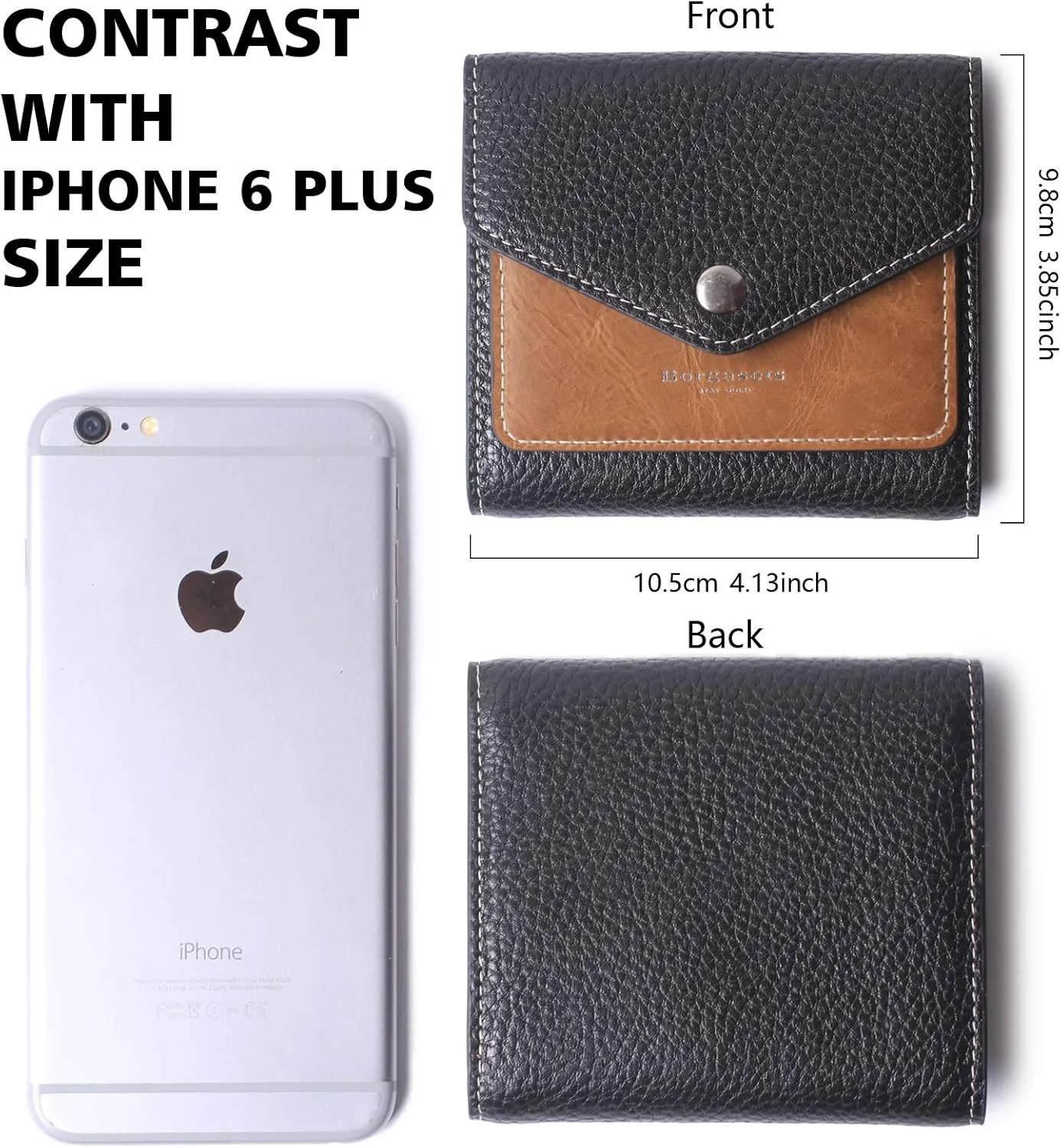 Borgasets Small Wallet for Women Genuine Leather RFID Blocking Card Holder Organizer Pocket Compact Bifold Ladies Mini Purse