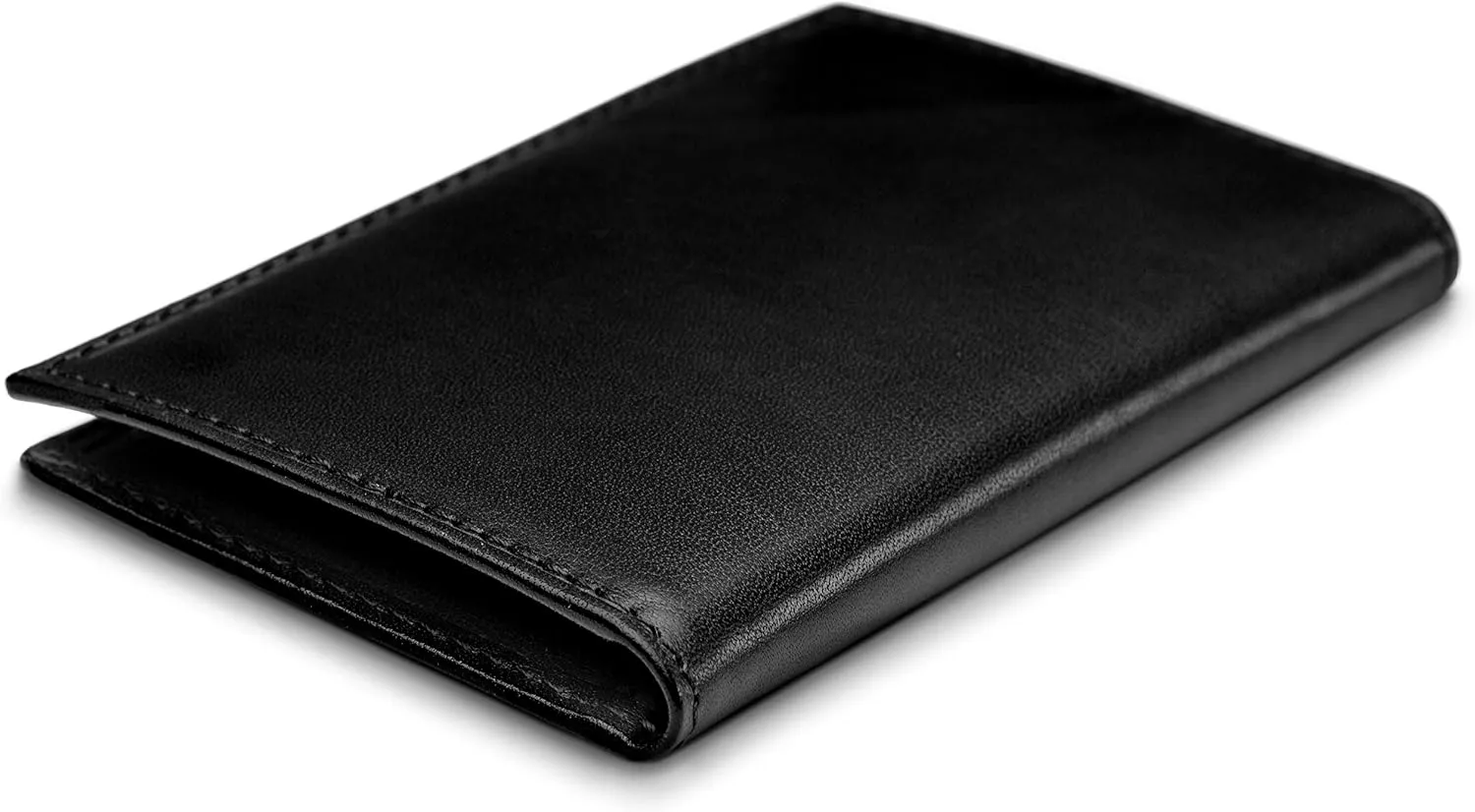 Bosca Men's Leather Card Holder Wallet – Italian Full Grain Vegetable Tanned Credit Card Case – 6 Card Slots, 2 Receipt Wells – Classic Glossy Finish – Gift-Ready Packaging - Black
