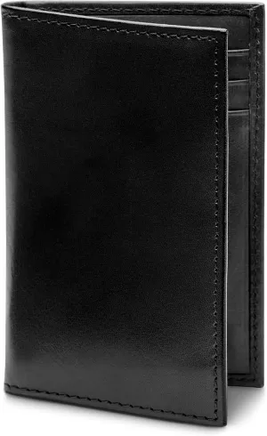 Bosca Men's Leather Card Holder Wallet – Italian Full Grain Vegetable Tanned Credit Card Case – 6 Card Slots, 2 Receipt Wells – Classic Glossy Finish – Gift-Ready Packaging - Black