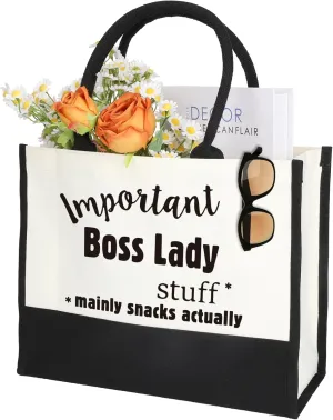 Boss Lady Tote - Casual Reusable Canvas Travel & Beach Bag, Perfect Gifts for Boss Lady's Birthday