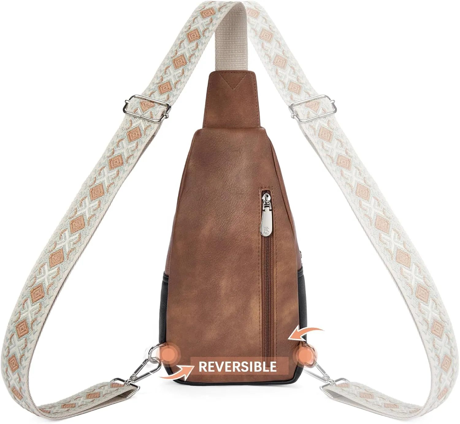 BOSTANTEN Sling Bag for Women Crossbody Purse Crossbody Bag Leather Chest Bag with Adjustable Guitar Strap for Travel