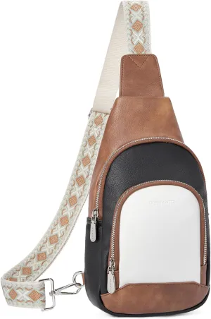 BOSTANTEN Sling Bag for Women Crossbody Purse Crossbody Bag Leather Chest Bag with Adjustable Guitar Strap for Travel