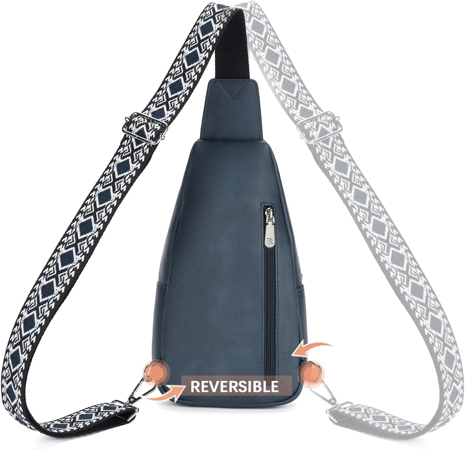 BOSTANTEN Sling Bag for Women Crossbody Purse Crossbody Bag Leather Chest Bag with Adjustable Guitar Strap for Travel