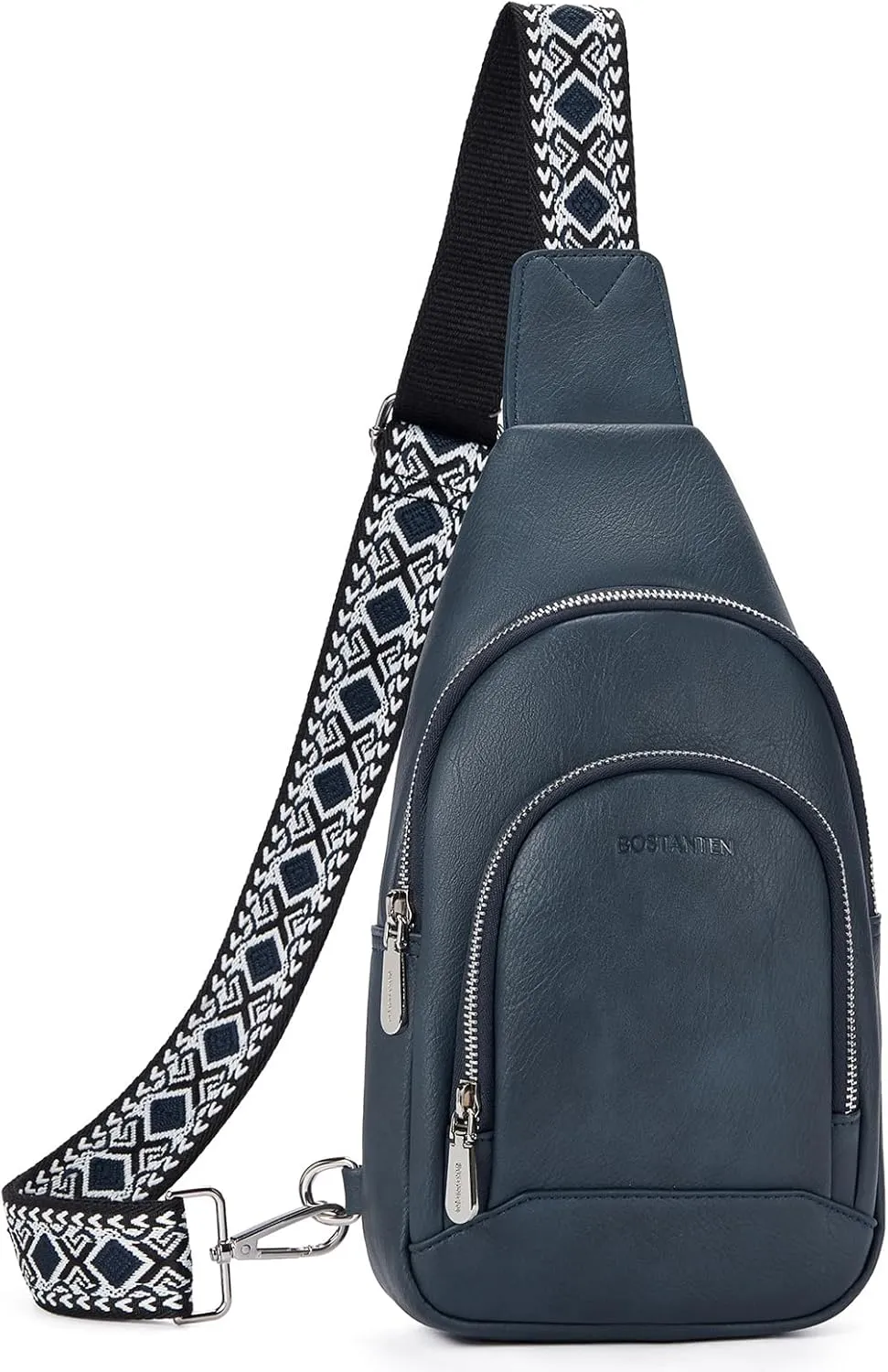 BOSTANTEN Sling Bag for Women Crossbody Purse Crossbody Bag Leather Chest Bag with Adjustable Guitar Strap for Travel