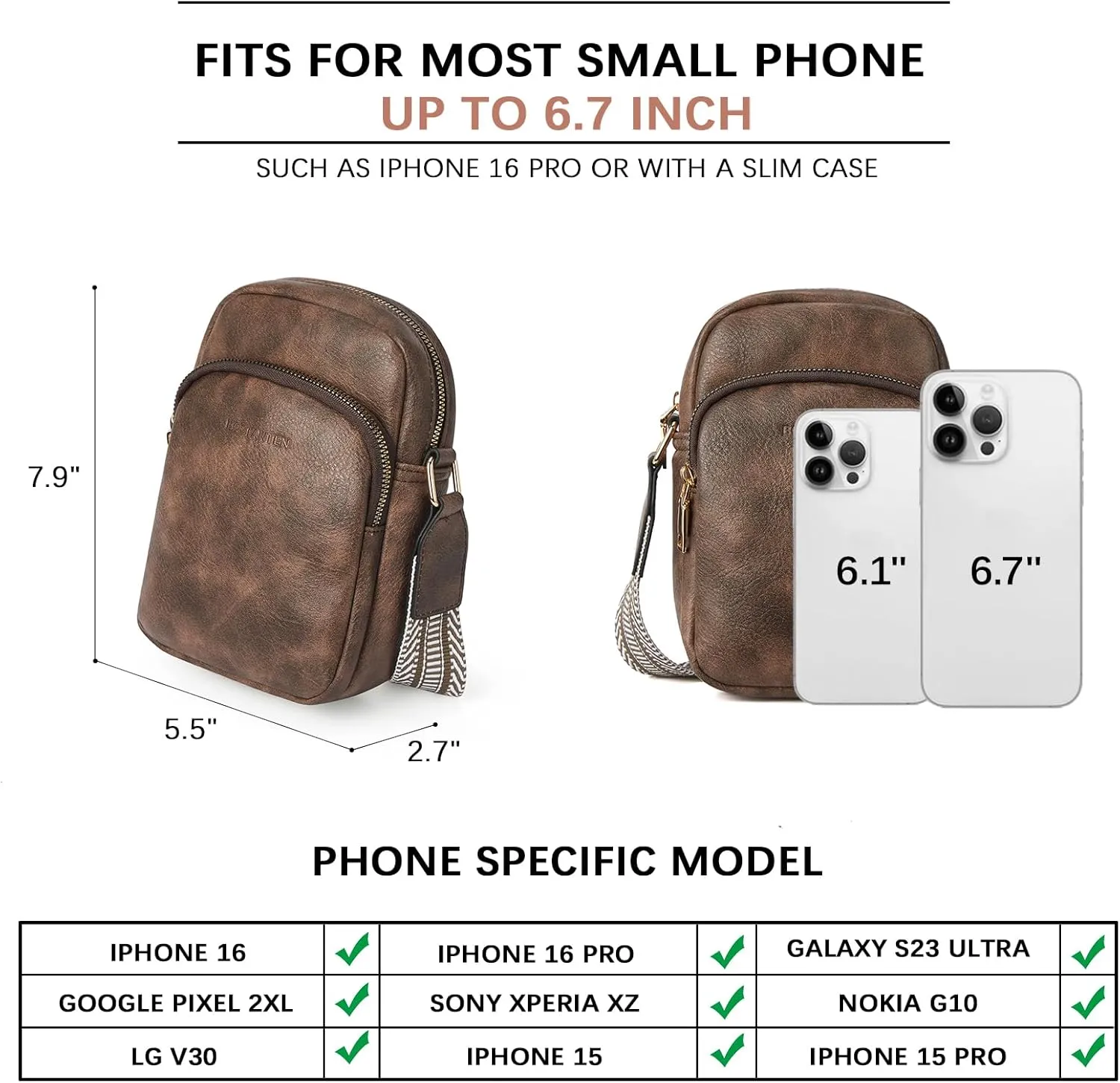 BOSTANTEN Small Crossbody Bags for Women Designer Zip Cell Phone Purse Shoulder Handbags Wallet with Card Slots