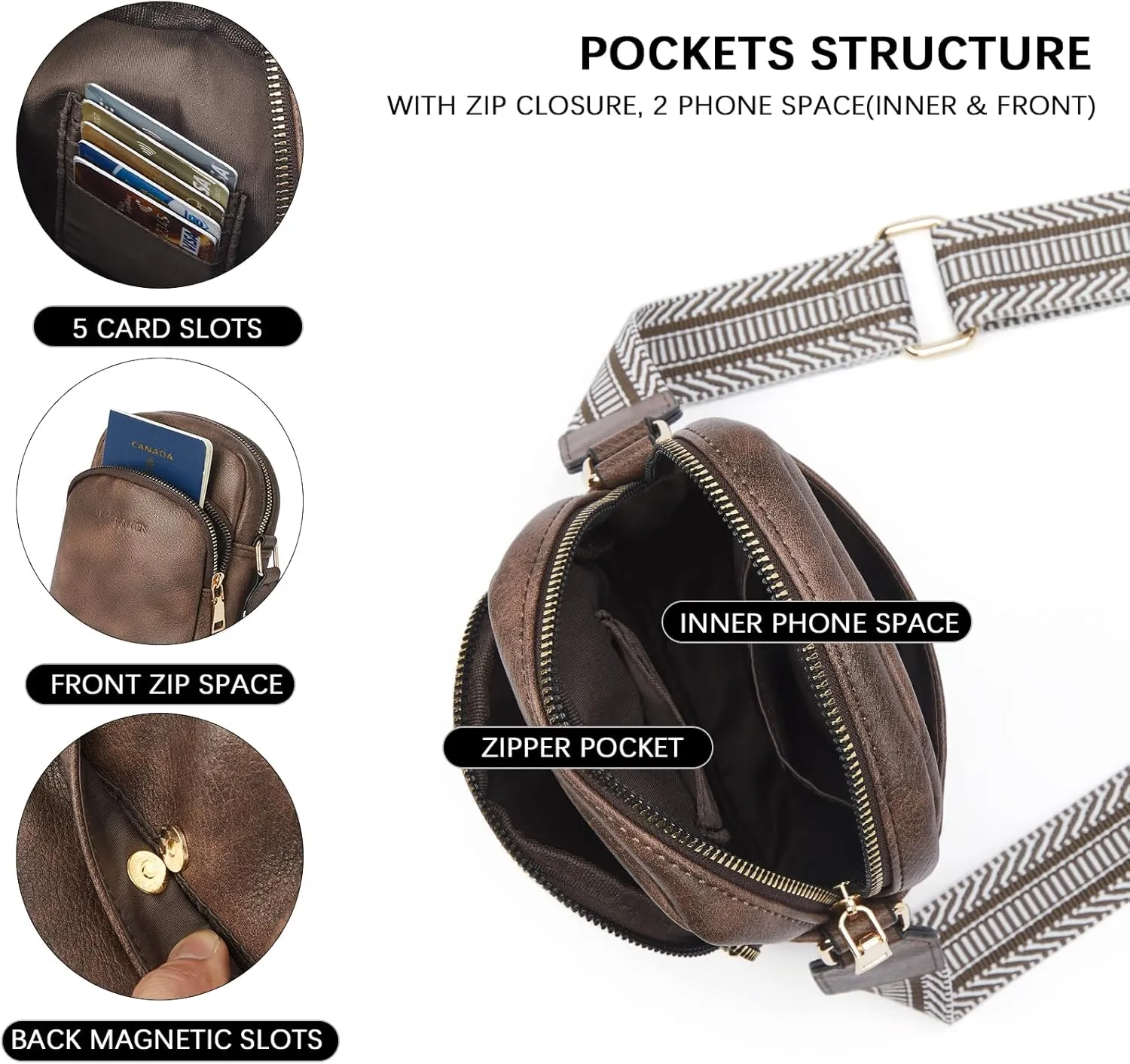 BOSTANTEN Small Crossbody Bags for Women Designer Zip Cell Phone Purse Shoulder Handbags Wallet with Card Slots