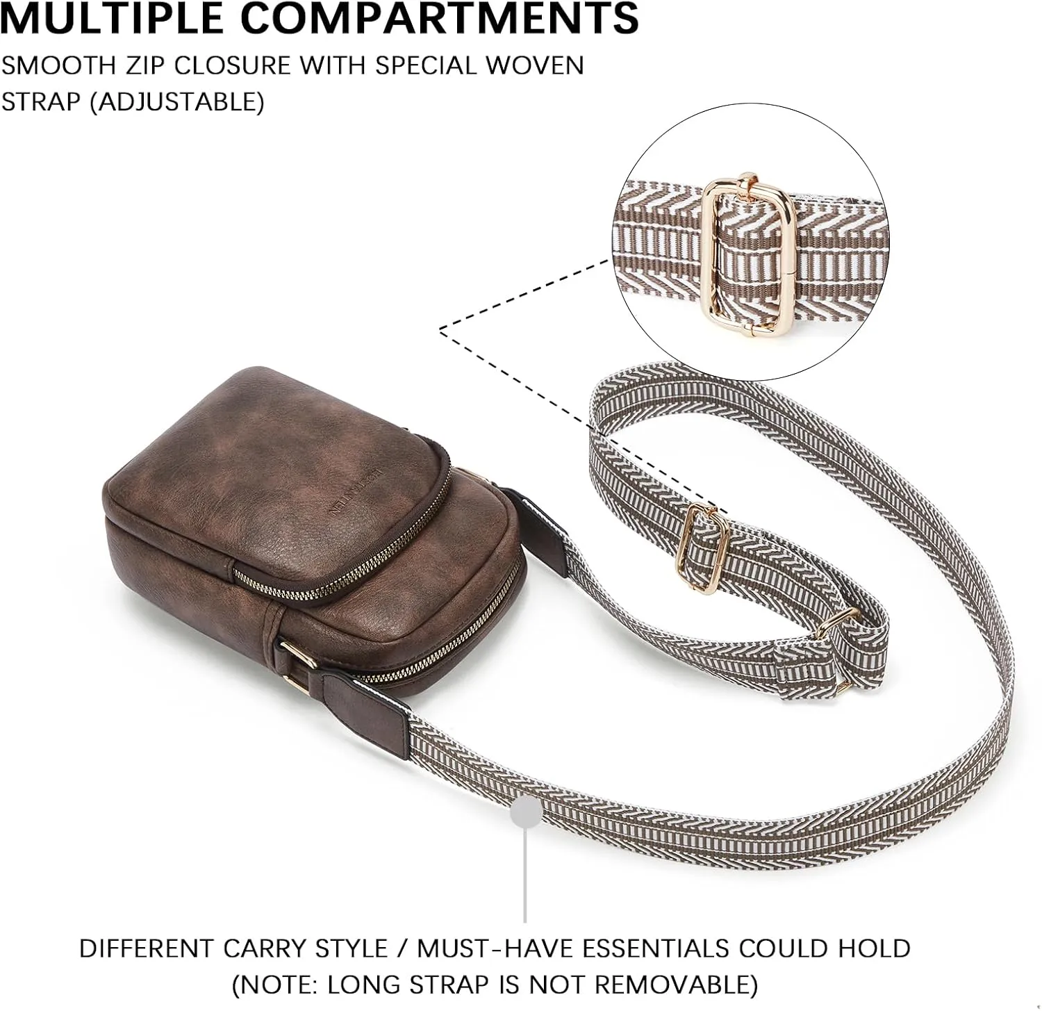 BOSTANTEN Small Crossbody Bags for Women Designer Zip Cell Phone Purse Shoulder Handbags Wallet with Card Slots