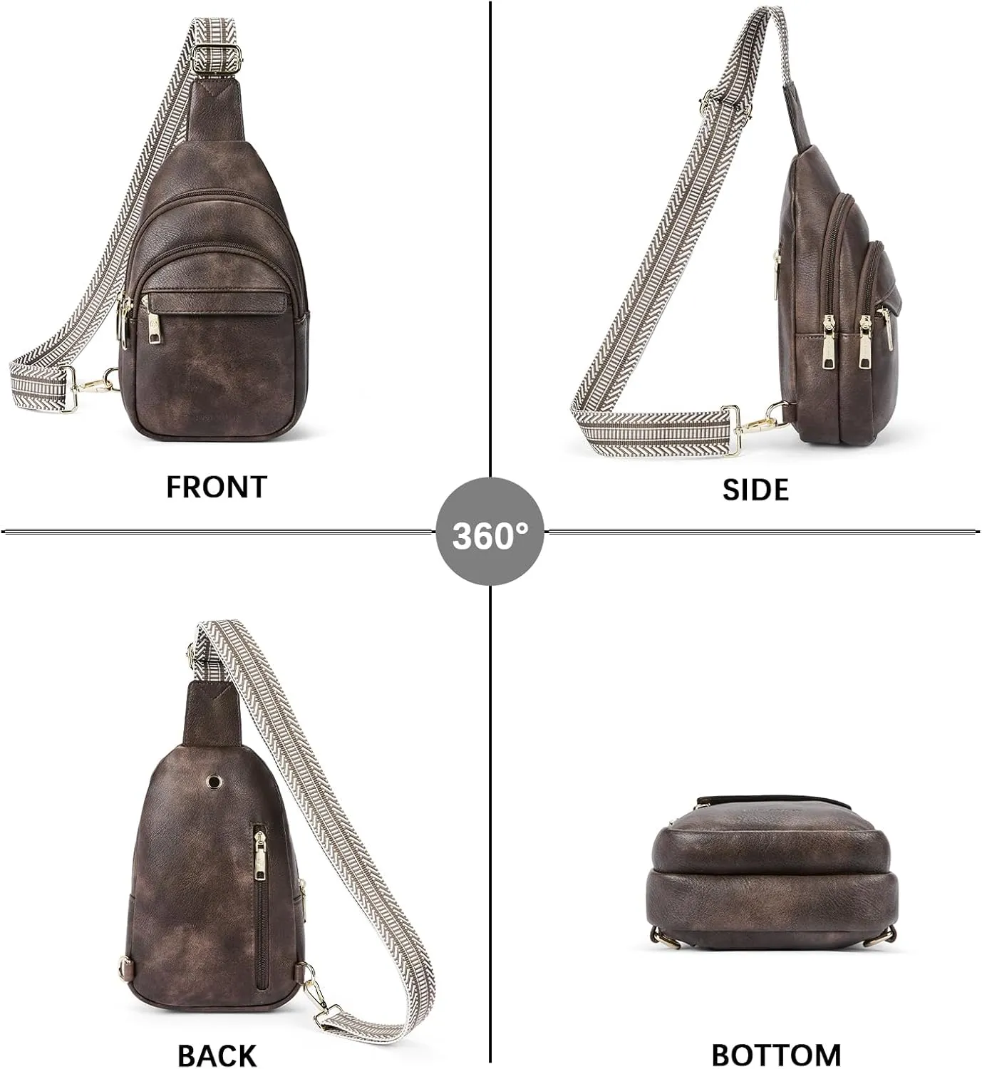 BOSTANTEN Small Sling Bag for Women Leather Crossbody Bags Fanny Pack Chest Bag for Travel