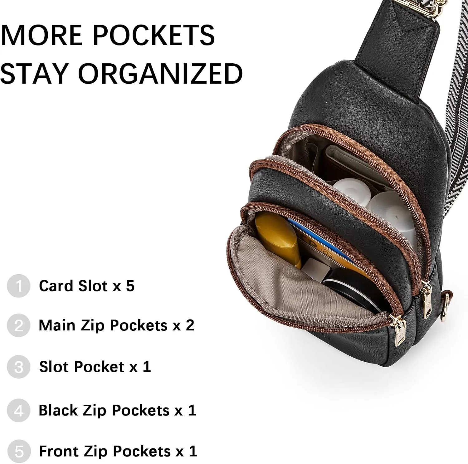 BOSTANTEN Small Sling Bag for Women Leather Crossbody Bags Fanny Pack Chest Bag for Travel