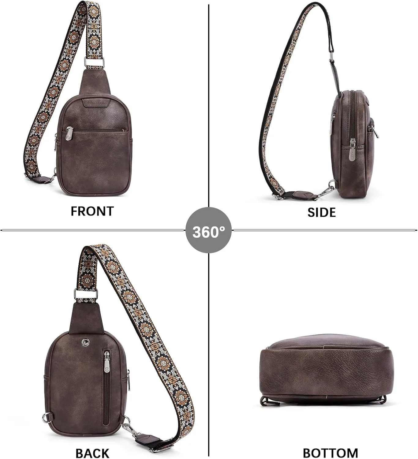 BOSTANTEN Small Sling Bag for Women Leather Crossbody Bags Fanny Pack Chest Bag for Travel