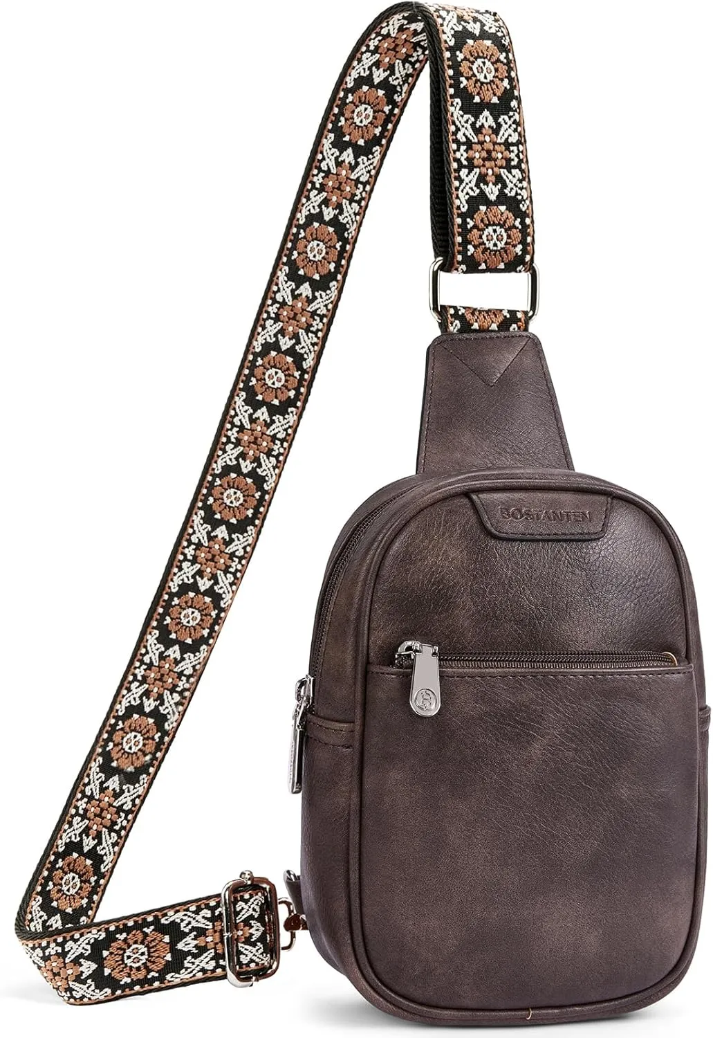 BOSTANTEN Small Sling Bag for Women Leather Crossbody Bags Fanny Pack Chest Bag for Travel