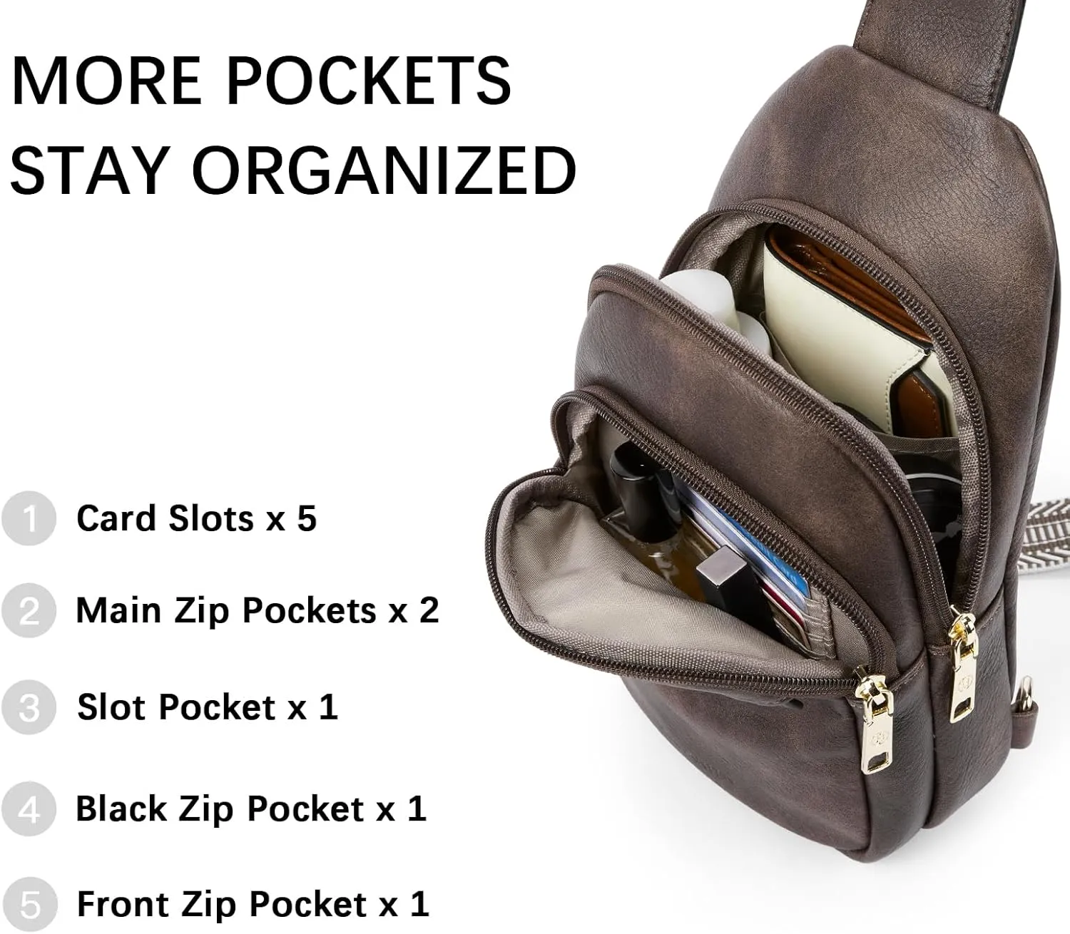 BOSTANTEN Small Sling Bag for Women Leather Crossbody Bags Fanny Pack Chest Bag for Travel