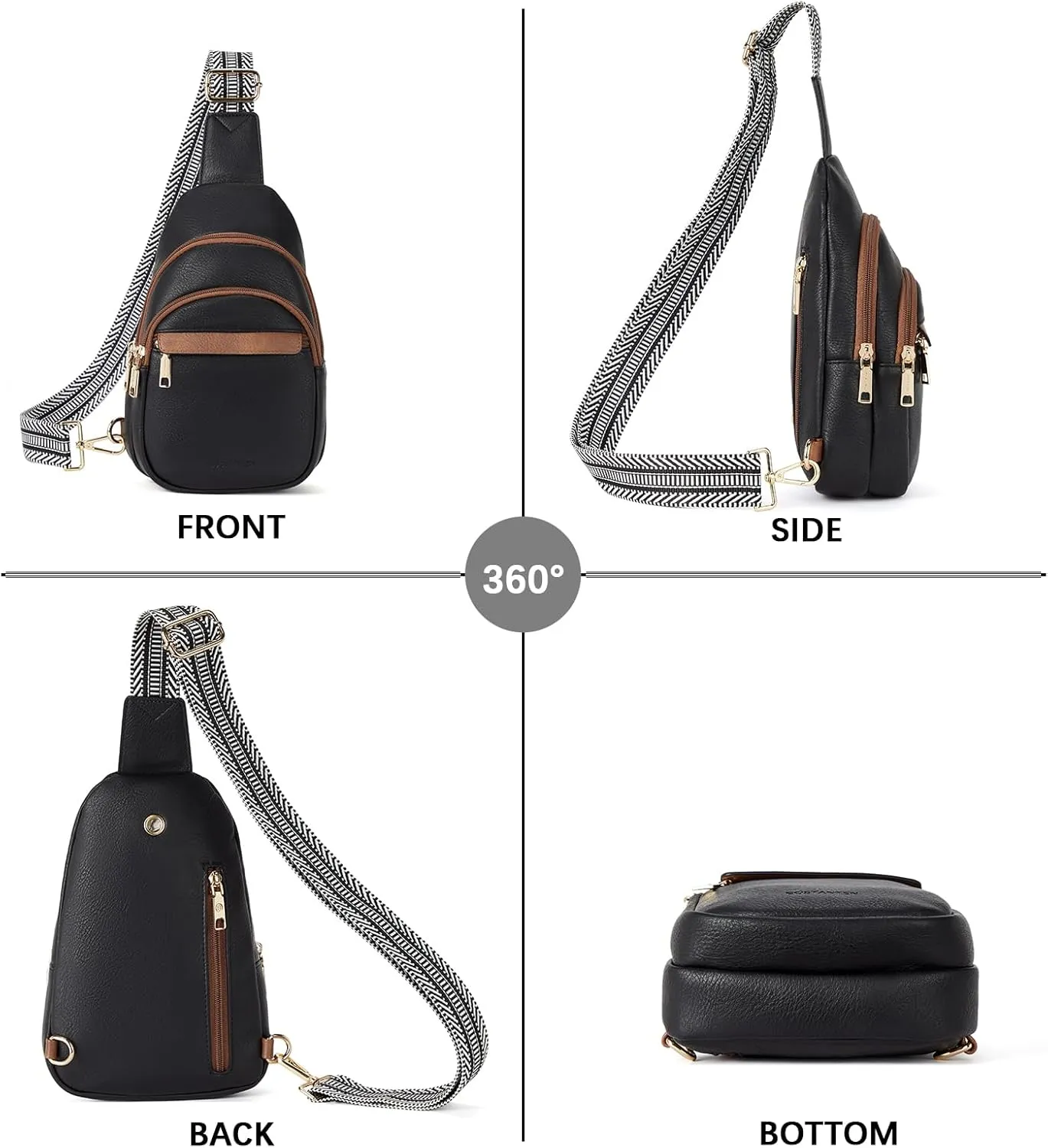 BOSTANTEN Small Sling Bag for Women Leather Crossbody Bags Fanny Pack Chest Bag for Travel