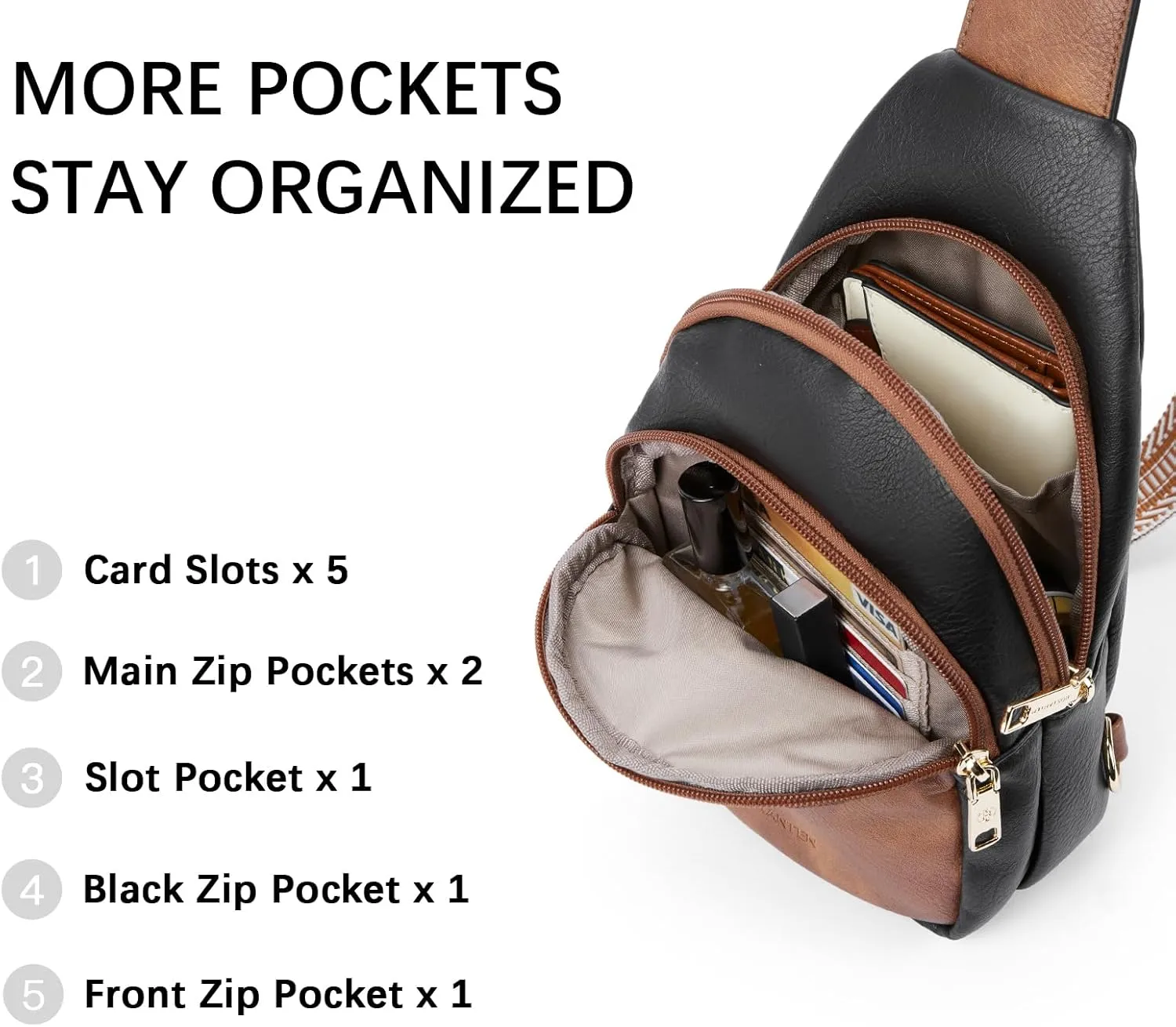 BOSTANTEN Small Sling Bag for Women Leather Crossbody Bags Fanny Pack Chest Bag for Travel