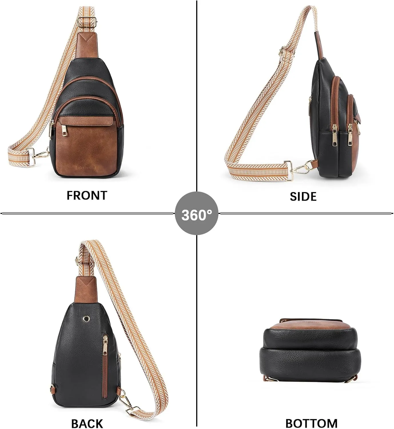 BOSTANTEN Small Sling Bag for Women Leather Crossbody Bags Fanny Pack Chest Bag for Travel