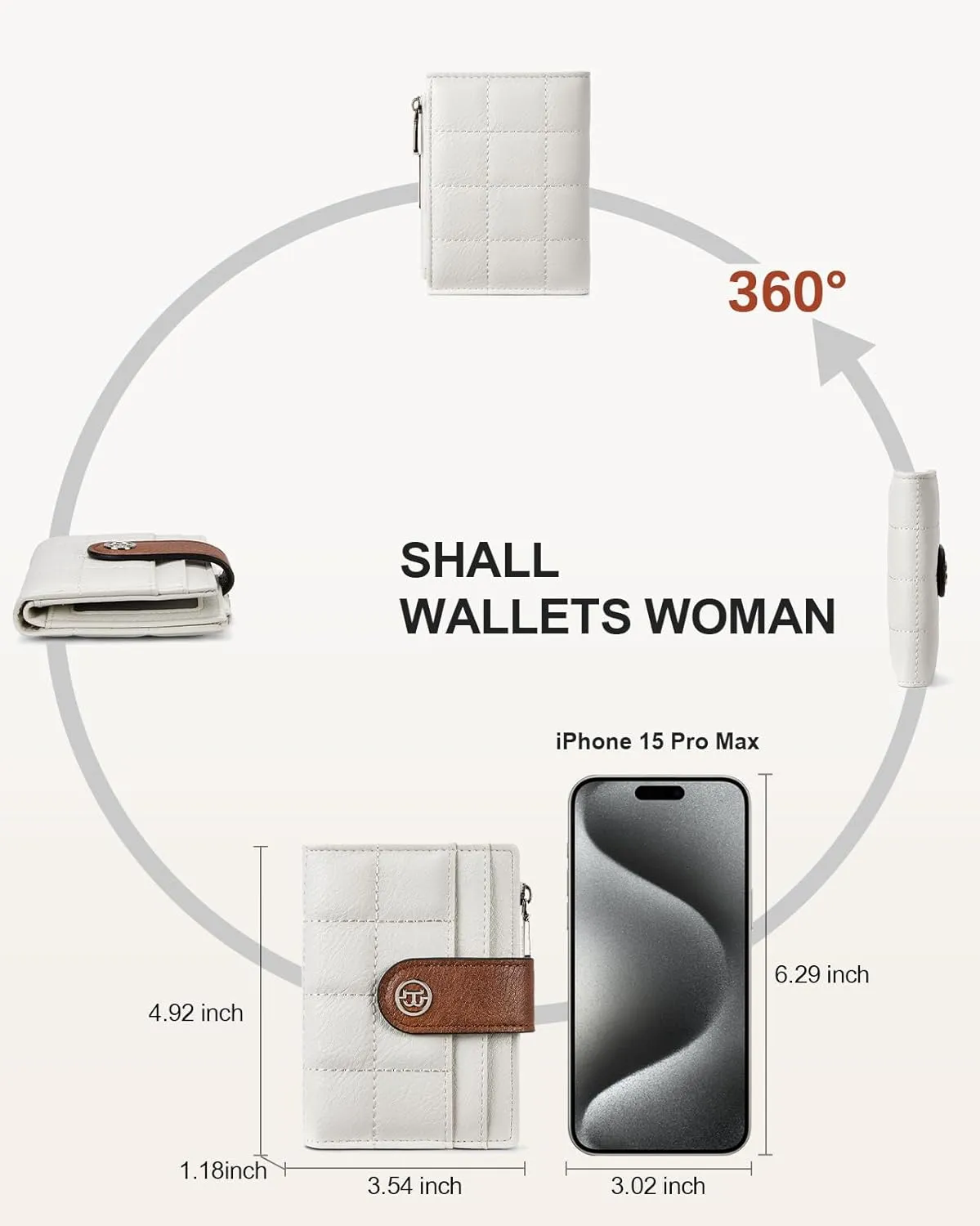 BOSTANTEN Small Wallet for Women Leather RFID Blocking Card Holder Bifold Compact Wallets With Zipper Coin Pocket Brown＆White
